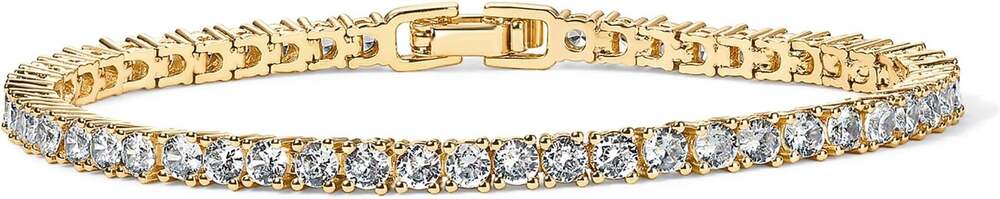 PAVOI 14K Yellow Gold Plated 3mm Cubic Zirconia Tennis Bracelet